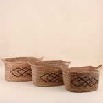 Panier rectangulaire fibres naturelles à motifs noirs | Hashtag Déco