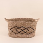 Panier rectangulaire fibres naturelles à motifs noirs | Hashtag Déco