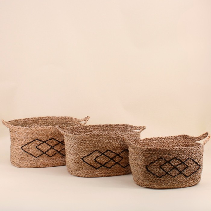 Set de 3 paniers en fibres naturelles beige | Hashtag Déco