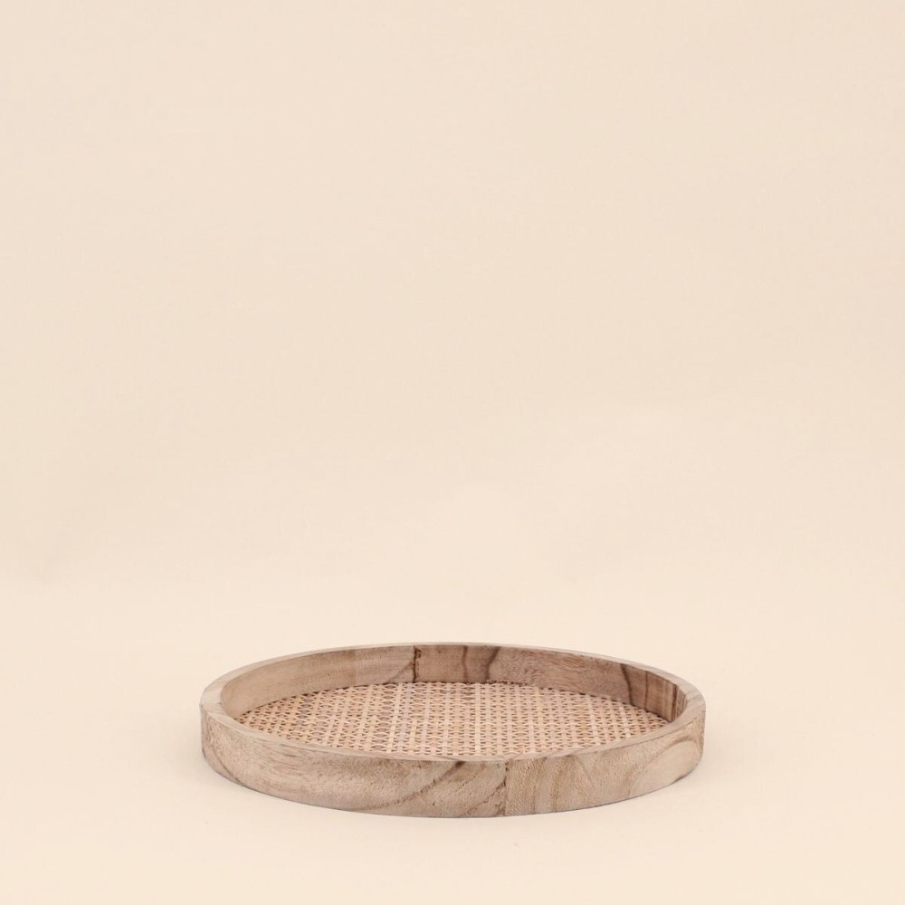 Plateau rond en cannage beige 24cm | Hashtag Déco