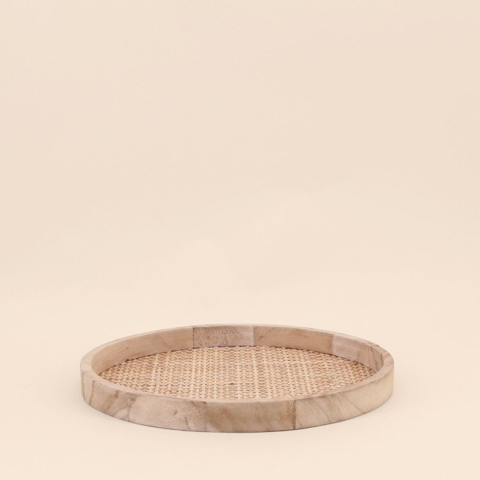 Plateau rond cannage naturel 28cm | Hashtag Déco