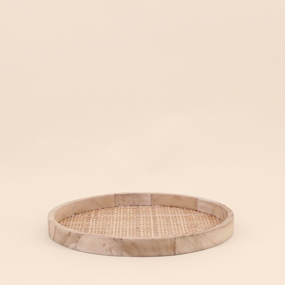 Plateau rond cannage naturel 28cm | Hashtag Déco