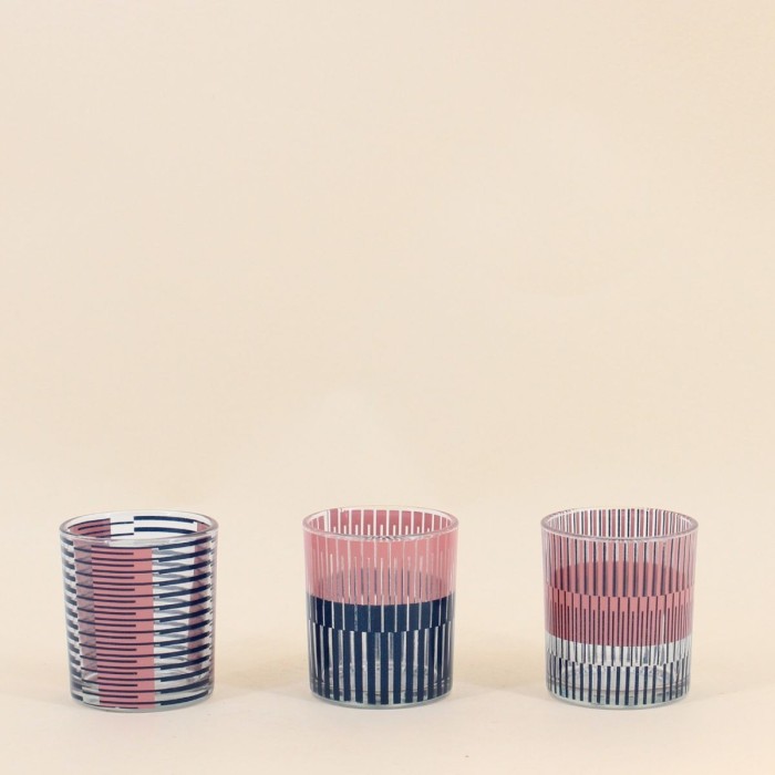 Lot de 3 photophores en verre imprimé coloré | Hashtag Déco