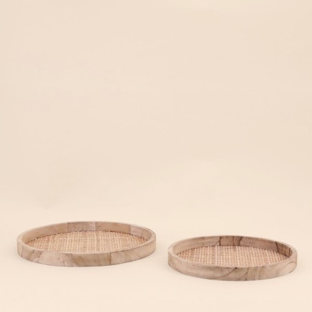 Set de 2 plateaux ronds cannage naturel | Hashtag Déco