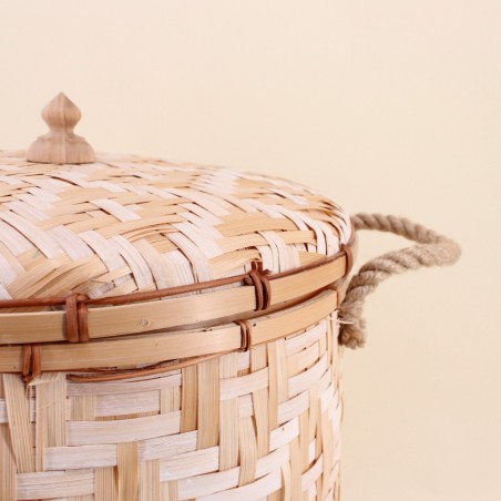 Panier en bambou naturel avec couvercle 51cm | Hashtag Déco