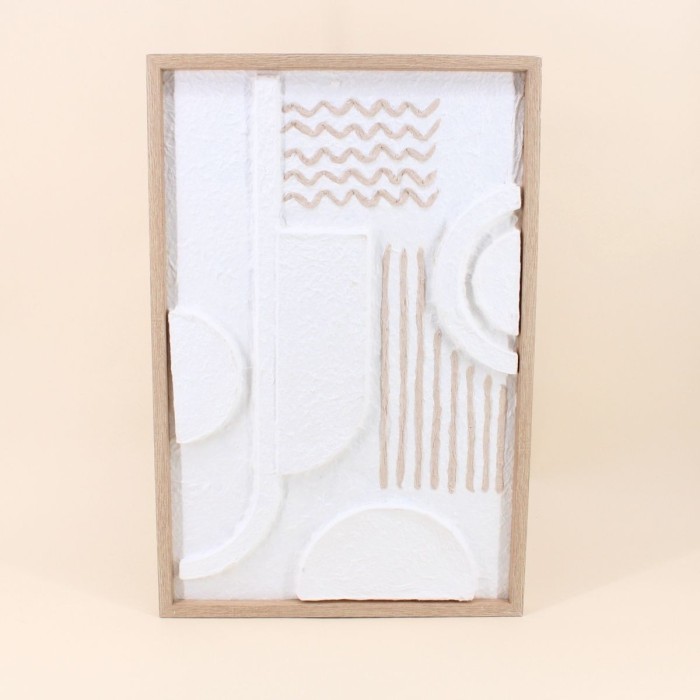 Cadre décoratif en relief bois blanc 40x60cm | Hashtag Déco