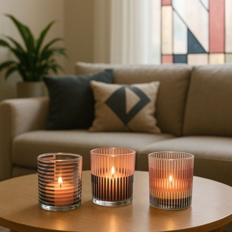 Lot de 3 photophores en verre imprimé coloré | Hashtag Déco