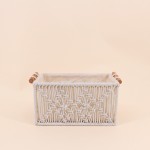 Panier déco macramé beige 25x15cm | Hashtag Déco
