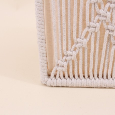 Panier déco macramé beige 28x18cm | Hashtag Déco