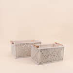 Set de 2 paniers déco macramé en tissu beige | Hashtag Déco
