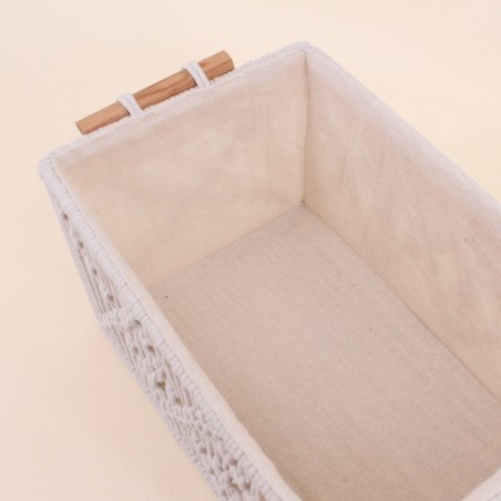 Set de 2 paniers déco macramé en tissu beige | Hashtag Déco