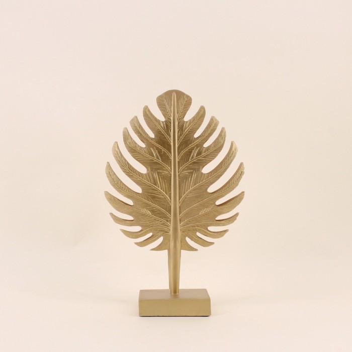 Statuette feuille polyrésine doré 33cm | Hashtag Déco