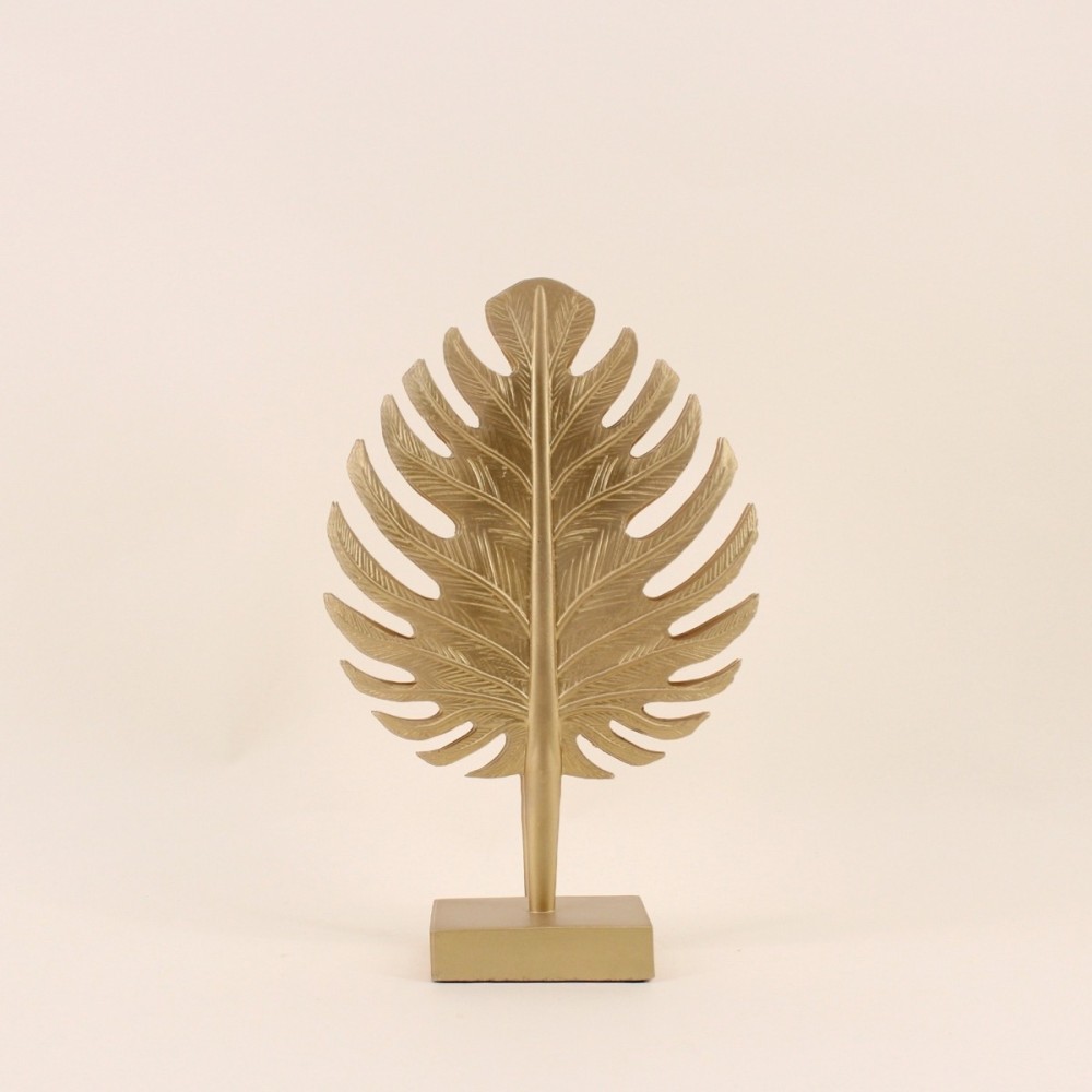 Statuette feuille polyrésine doré 33cm | Hashtag Déco
