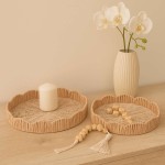 Set de 2 plateaux ronds en rotin beige | Hashtag Déco