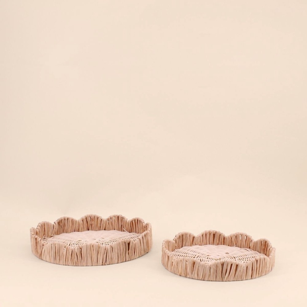 Set de 2 plateaux ronds en rotin beige | Hashtag Déco