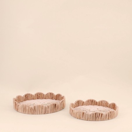 Set de 2 plateaux ronds en rotin beige | Hashtag Déco