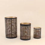 Set de 3 lanternes bois noir découpe géométrique | Hashtag Déco