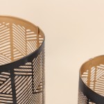 Set de 3 lanternes bois noir découpe géométrique | Hashtag Déco