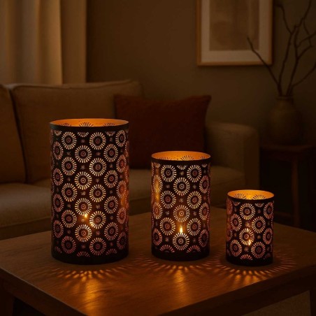 Set de 3 lanternes fleurs métal blanc | Hashtag Déco