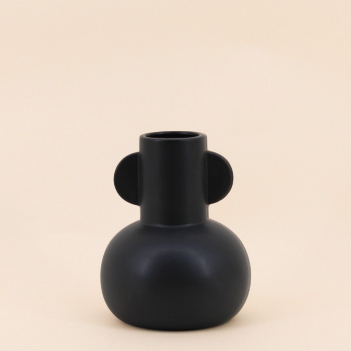 Vase en dolomite noir élégant 18,7cm | Hashtag Déco