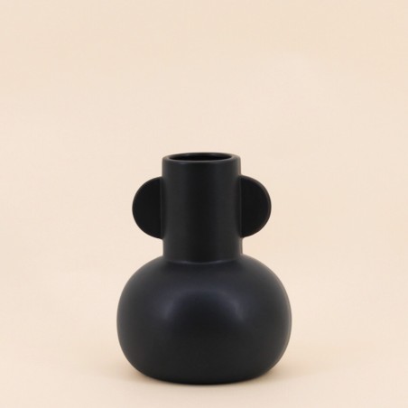 Vase en dolomite noir élégant 18,7cm | Hashtag Déco