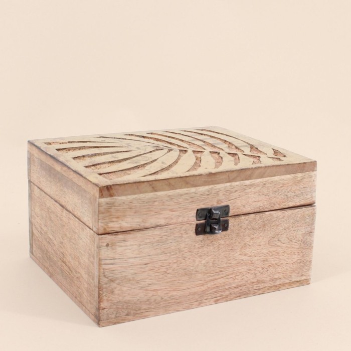 Boite en bois couvercle or élégante 21x17cm | Hashtag Déco