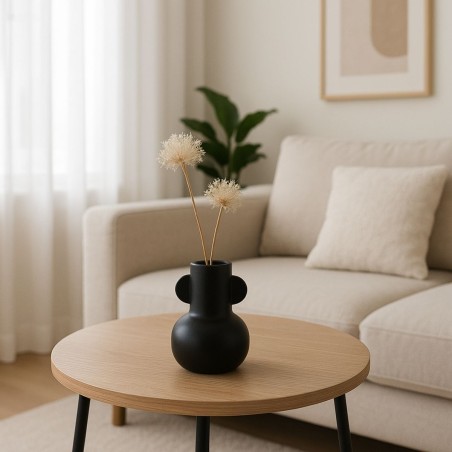 Vase en dolomite noir élégant 18,7cm | Hashtag Déco
