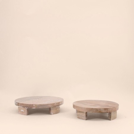 Plateaux ronds en bois sur pieds, set de 2 | Hashtag Déco