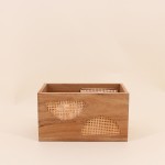 Caisse en bois et rotin naturel 25x15cm | Hashtag Déco