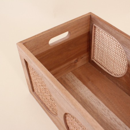 Set de 2 caisses bois et rotin naturel | Hashtag Déco