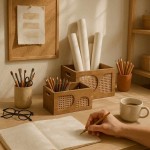Set de 2 caisses bois et rotin naturel | Hashtag Déco