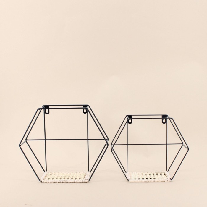 Set de 2 étagères murales bois clair hexagonales | Hashtag Déco