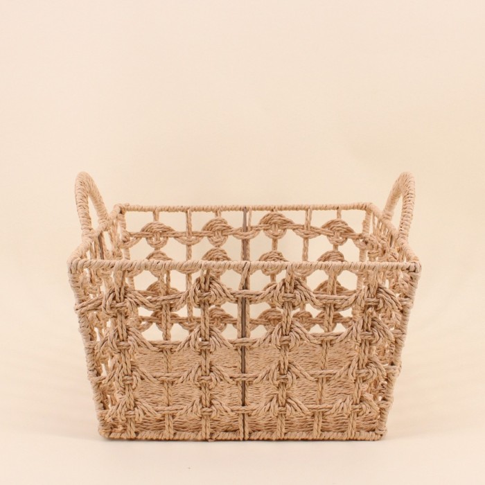Panier tressé naturel 35x35cm en osier beige | Hashtag Déco