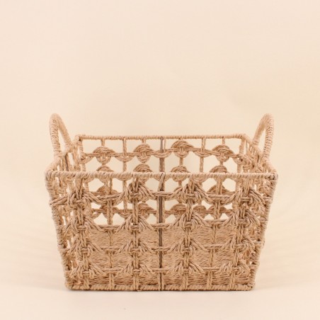 Panier tressé naturel 35x35cm en osier beige | Hashtag Déco