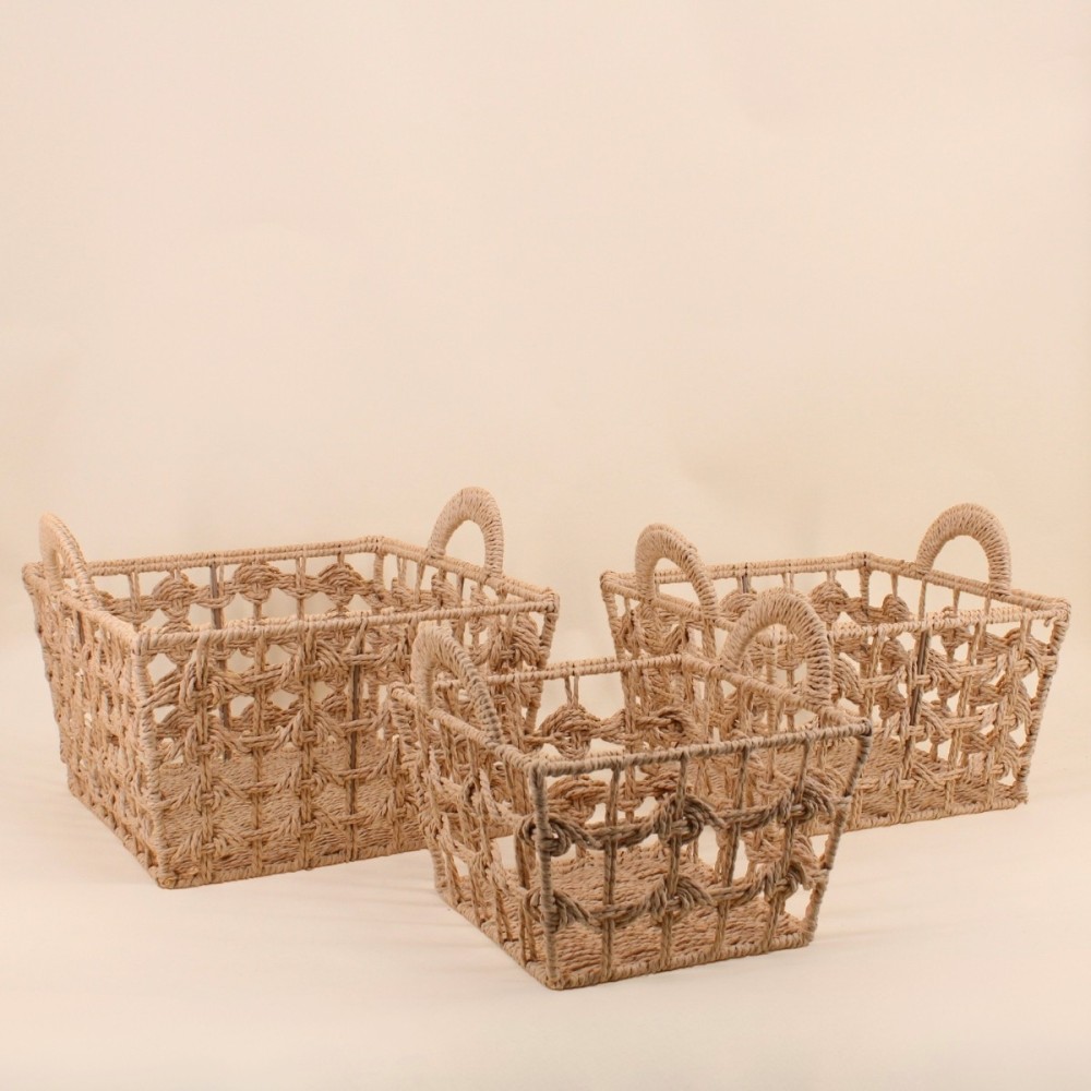 Set de 3 paniers tressés naturels beige | Hashtag Déco