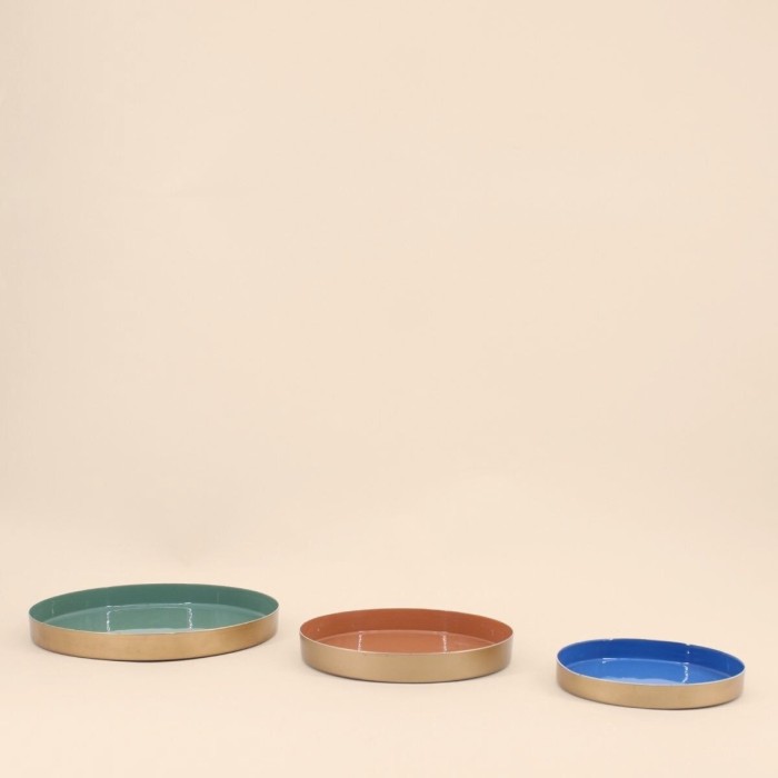 Set de 3 plateaux ronds bois colorés originaux | Hashtag Déco