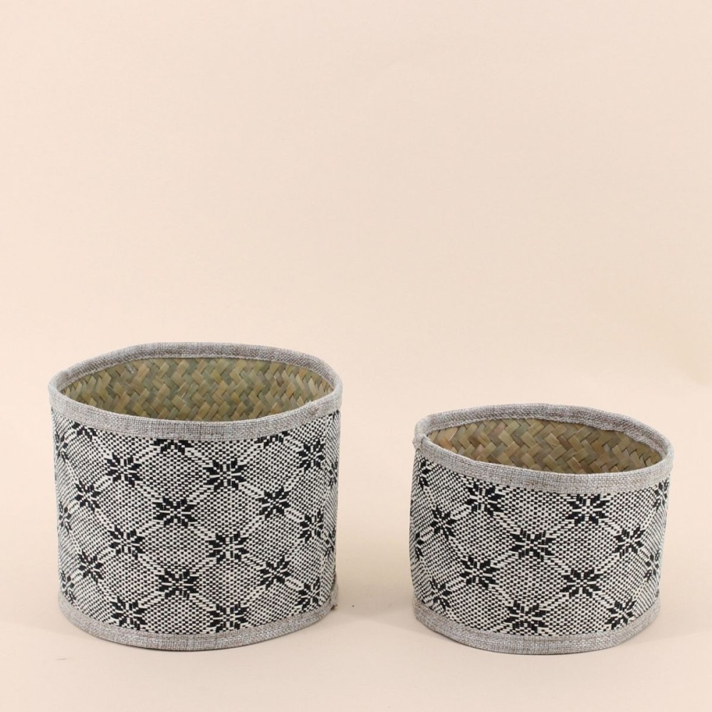 Set de 2 paniers en osier beige à motifs | Hashtag Déco