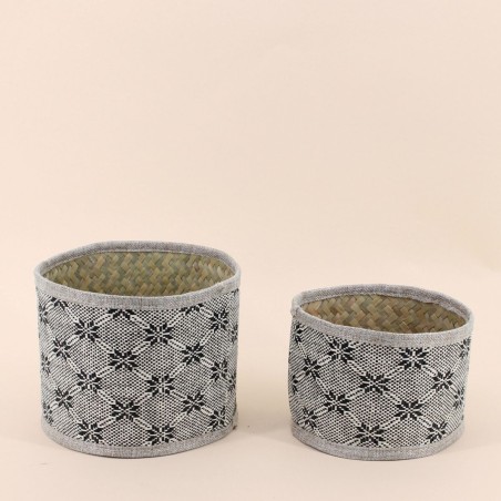 Set de 2 paniers en osier beige à motifs | Hashtag Déco