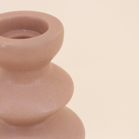 Bougeoir design en grès beige 30cm | Hashtag Déco