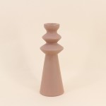 Bougeoir design en grès beige 30cm | Hashtag Déco