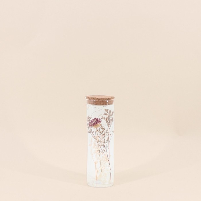 Objet déco bouteille en verre fleurs séchées beige | Hashtag Déco