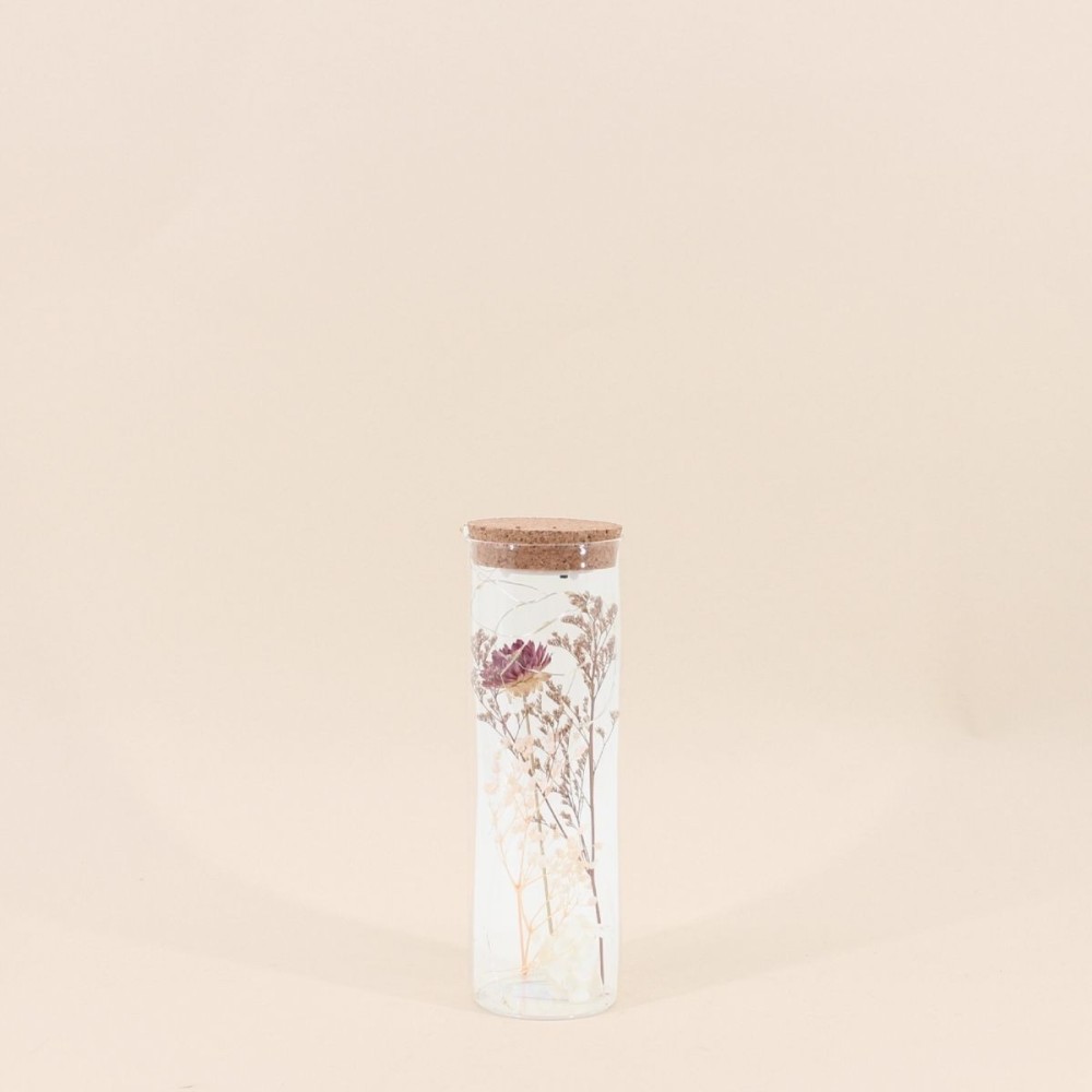 Objet déco bouteille en verre fleurs séchées beige | Hashtag Déco