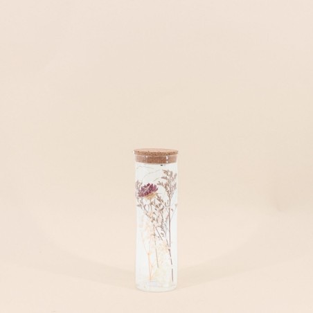 Objet déco bouteille en verre fleurs séchées beige | Hashtag Déco