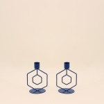 Lot de 2 bougeoirs métal bleu élégant | Hashtag Déco