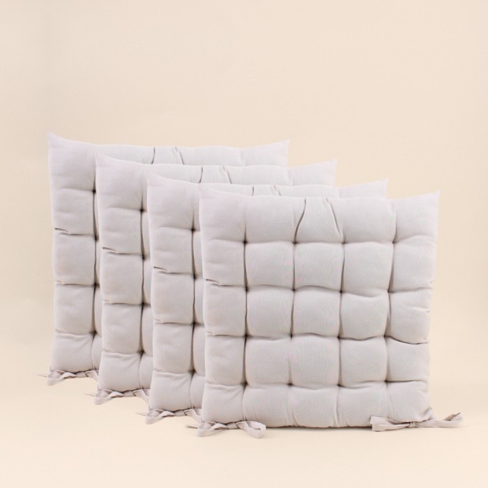 Lot de 4 galettes de chaises coton beige 40x40cm | Hashtag Dé