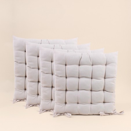 Lot de 4 galettes de chaises coton beige 40x40cm | Hashtag Dé