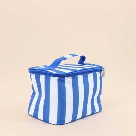 Sac glacière tissu rayé bleu blanc pratique | Hashtag Déco