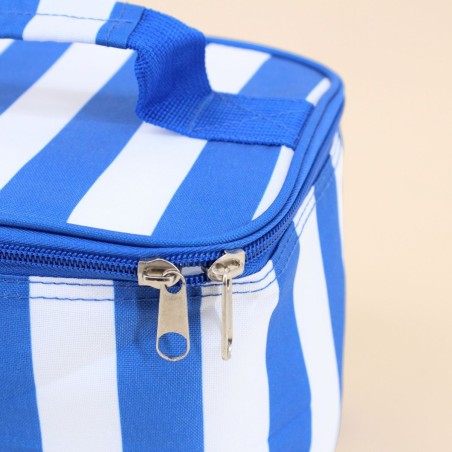 Sac glacière tissu rayé bleu blanc pratique | Hashtag Déco