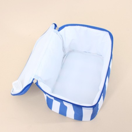 Sac glacière tissu rayé bleu blanc pratique | Hashtag Déco