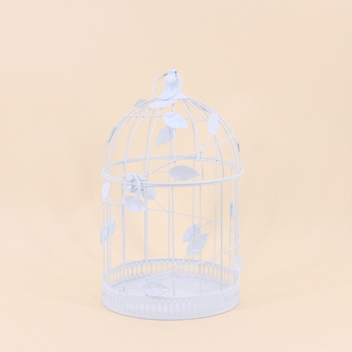 Cage oiseau déco métal blanc 32cm | Hashtag Déco